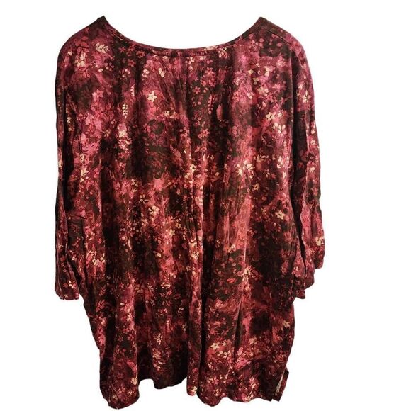 Catherines Suprema Collection NWOT Burgundy Pink Floral Layering Top Size 5X - Picture 8 of 8